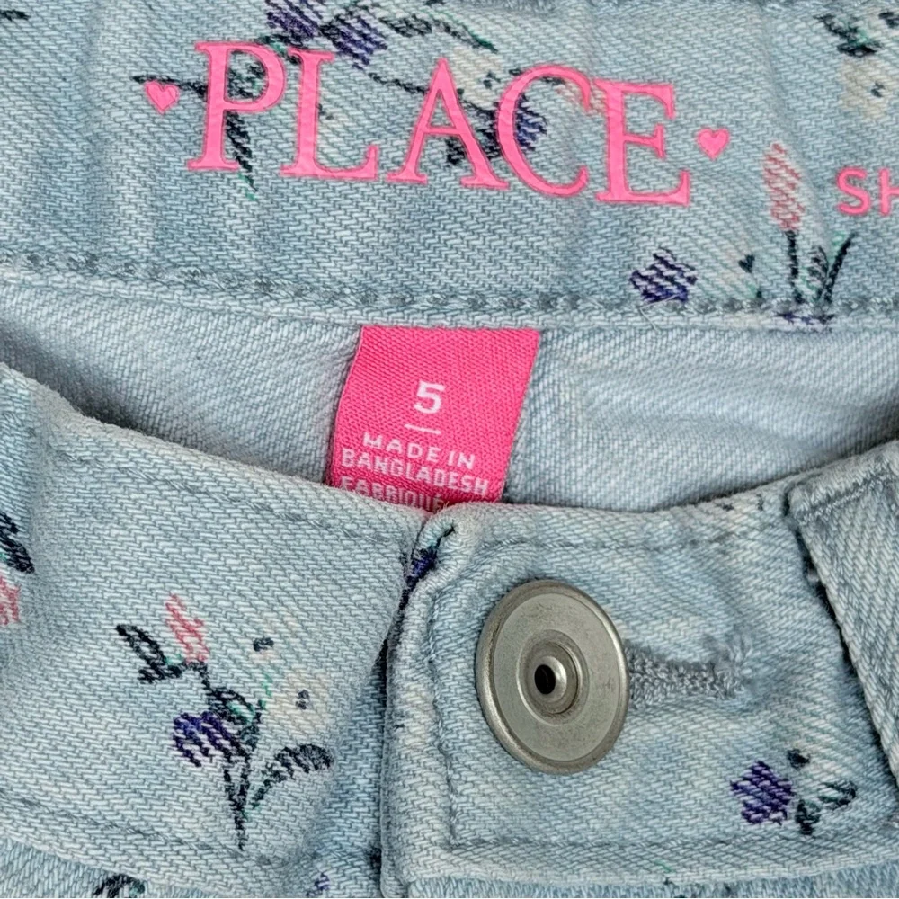 The Children's Place Light Blue Floral Denim Shorts